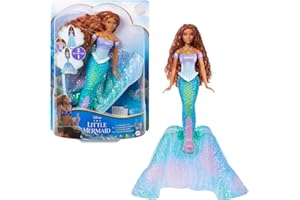 Mattel Disney The Little Mermaid Transforming Ariel Doll, Ariel with Brown Hair, 2-in-1 Doll Looks with Mermaid Fin and Princess Dress, Toys for Ages 3 and Up, One Doll, HLX13