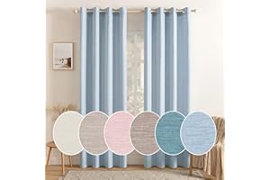 MIULEE Tende Semi-Oscuranti per Finestre con Annelli in Poliestere per Soggiorno Camera da Letto Casa Moderna Cucina Resistente e Durevole 140X260 CM Blu Chiaro