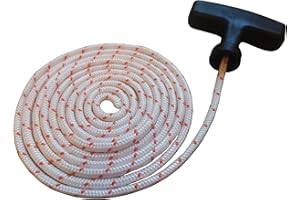 ENGINE STARTER PULL CORDS & HANDLES 4MM X 2M Replacement starter rope for lawnmower motor, grass cutter incl.Handle, premium quality, 3.5 mm x 2 m rope length.