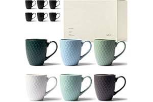‎KIVY KIVY Tassen Set 6er x 400ml - Große Kaffeetassen Set 6er - Kaffeetasse groß - Teetassen Set - Kaffee Tassen Sets - Kaffeebecher Keramik Becher Bunt - Bechersets - Kaffeepott Modern - Kaffeehäferl