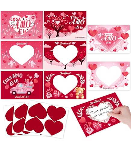 48 Biglietti San Valentino A Forma Di Cuore – Kit Con Sacchetti E Nastri Per Regali E Lauree