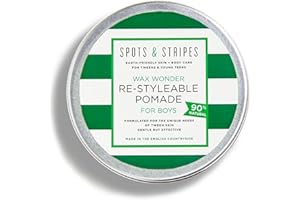 Spots & Stripes - Wax Wonder Re-Styleable Pomade, a Naturals-Packed Hair Wax for Boys with Awesome Styling Power and Virgin Coconut Oil, Water-Based, Flexible and Shine-Boosting, (100g)