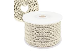 Decoraparty Cordino Avorio da 3 mm, Nastrino Intrecciato Cordoncino per Confezioni Regalo, Festa, Comunione, Battesimo, Cresima, Matrimonio, Creazioni, Rotolo Bobina da 25 metri