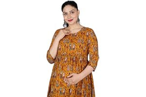 TANISHA Women's Maternity Feeding Anarkali Kurti (Pre & Post Pregnancy Dress)