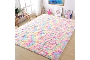 Bestash Alfombra Salon,Alfombras de Habitacion,Grande Alfombra Dormitorio Modernas Antideslizante Alfombra Pelo Largo,Tapete Quarto Carpet Rugs Niña/Juvenil/Adulto(Nuevo-Arcoíris,160 * 230cm)