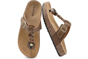 zaxunai Lässig Flach Zehentrenner Damen, Kork Fußbett Sommer Schlappen Unisex, Herren Flip flop Sandalen mit Einstellbarer Schnalle, Pantoletten Rutschfest Badelatschen, Bequem Hausschuhe