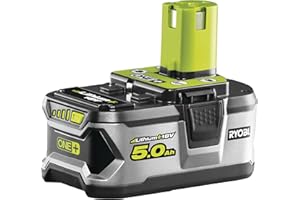 RYOBI - Batterie 18 Volts One+ 5,0 Ah Lithium-ION - Compatible avec Tous Les Outils 18V One+ et 100% Rétro-Compatible - Grande Autonomie et Performance - RB18L50