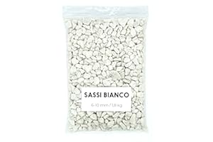 Landare Sassi Bianco 1,8Kg - Sassolini Decorativi per Vasi - Sassi Decorativi per Vasi - Sassolini per Acquario - Ciottoli Decorativi per Vasi - Ciottoli Bianchi Giardino (6-10 mm)