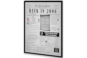 THE PARTY POST 18th Birthday Poster 8 x 10 Party Sign - Born 18 Years Ago Table Party Supplies. Back In 2006 Home Decor Bday Card. Wedding Anniversary Banner with Fun Facts for Her or Him Turning 18 Years Old.