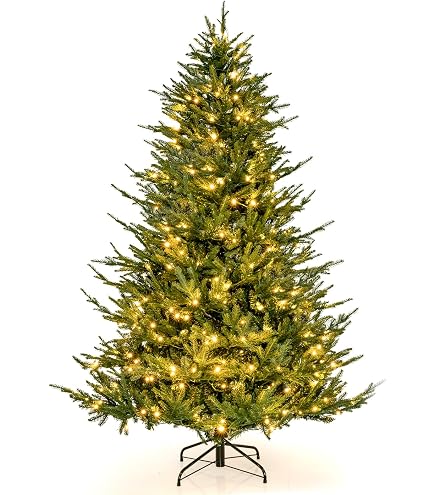 Albero Di Natale Galloway 210cm Preilluminato Con 4000 LED Bianco Caldo, 2140 Rami, Base Metallo, Effetto Neve - copertina
