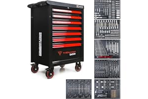 WIDMANN PROFESSIONELLE WERKZEUGE WIDMANN Tool Trolley Cabinet with 233pcs Tools Steel Workshop Storage Chest Carrier ToolBox (TC7-6) (Black & Silver)
