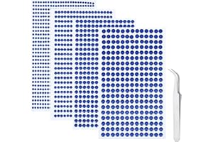 iJiZuo 1792 Pièces Strass Autocollant Diamant, 4 Feuilles Autocollants Acryliques Auto-Adhésifs, pour Décoration, pour DIY Visage Maquillage Décoration - 3mm 4mm 5mm 6mm, Bleu foncé