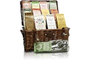 PASSERINI PASTICCERIA A MILANO DAL 1919 Pasticceria Passerini dal 1919 Cesta de Navidad, selección de pasta italiana en cesta de mimbre vintage: lingüina, tagliolini y fettuccine de Morelli