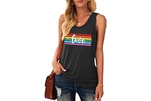 hohololo Pride Tank Top for women LGBT love Rainbow Print Sleeveless Shirt Gay Pride Month tops
