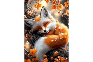 MAXBYE 5D DIY Renard Endormi Kits de Peinture Diamant, Animaux Diamond Painting pour Adulte Débutants, Diamond Art Kits Strass Point de Croix Cristal Painting pour Maison Décor 30x40 cm