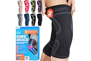 MODVEL Knee Support Compression Sleeve Women & Men - 2 Pack, Running Knee Brace, ACL & Arthritis Pain Relief, Joint Pain, Meniscus Tear, & Every day use (M)