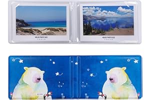 WEYEAH Petit album photo de 10x15 cm, couvertures en cuir végétalien doux au toucher avec impression unique et belle, 32 poches intérieures robustes et transparentes (style 9)