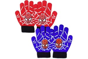 FORNINC 2 Paar Kinderhandschuhe, Spider Handschuhe, Spider Kinderhandschuhe, Kinderhandschuhe Winter, Spider Kinder Kälteschutzhandschuhe, Geeignet Für Jungen und Mädchen Blau und Rot