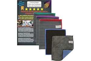 NET CAR EXTERIOR 5X Lingettes Microfibres de Carbone 410GSM-Chiffon Magique Vitre Miroir Sans Trace Sans Peluche Réutilisable Multi Usage-Voiture Professionnel-Auto Moto Anti Rayures–Lavettes Absorbant