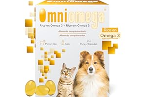 Hifarmax Omniomega Vitaminas para Perros y Gatos, Suplemento Omega 3 con Vitamina E | Suplementos Alimenticios | Complementos Alimenticios y Complemento Vitaminico | Caja de 120 Pastillas