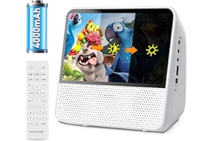 GAONAWAY Lecteur DVD Portable avec écran, 4000mAh Batterie, Bluetooth/USB/AV/Mémoire, Luminosité Réglable, Multizone Lecteur DVD/CD Portatif pour TV, Longs Trajets en Voiture (Blanc)