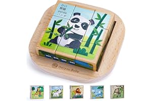 FULLOVE 12-24 Mois Cadeaux bébé garçons Filles, Montessori Jouets pour 1-2-3-4 Ans Enfants Puzzles Jeux pour Tout-Petits Âge 2-5 Dinosaure Animal en Bois Jouet de développement précoce et d'activité pour