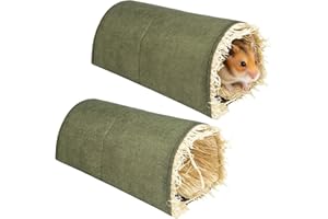 JAZRVR 2 Stück Kaninchen Tunnel, Meerschweinchen Zubehör, Kaninchen Zubehör, Meerschweinchen Tunnel, Spielzeug für Nagetiere, Hamsterhöhle aus Naturmaterial, für Kleintiere, Frettchen, Chinchilla