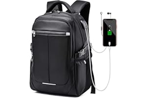 misognare Business Laptop Backpack Water Resistant School Rucksack with USB Charging Port for Women Men, Fits 15.6 Inch Laptop and Notebook