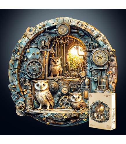 Puzzle en bois adulte Chouette 344 pièces : découpe d'art en forme d'animal