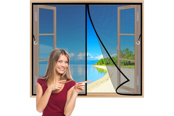 Moustiquaire Fenêtre Fenetre 110x120 cm AimantéE Moustiquaire Fenetre Fermeture Automatique Facile à Installer sans Percer pour Couloirs Fenêtres Noir Z