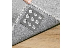 Fowooyeen Adesivi Antiscivolo per Tappeti, 12 Pezzi Silicone Tappeto Gripper, Ferma Impedisce al Tappeto di Spostarsi o Arricciarsi, Nastro per Moquette Tagliabile e Lavabile, Grigio