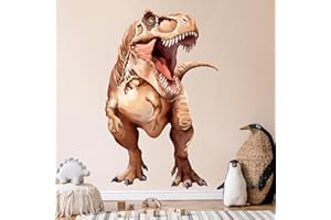 Decvictor Adesivi Murali Dinosauro Grande Adesivi da Parete Tirannosauro Dino Adesivo Muro Decorativo per Bambini Camera da Letto Stanza Della Scuola Materna Muro (W78 * H124 cm)