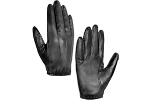 MELLIEX Gants en Cuir pour Hommes, Écran Tactile PU Mitaine Cuir Mode Noir Gants de Conduite Mince non Doublés