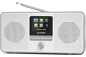 Radio Internet stereo stereo LEMEGA IR4, radio digitale DAB/DAB+/FM, WIFI, Spotify, altoparlante Bluetooth, doppio allarme, timer cucina/sleep, uscita cuffie, batteria e alimentazione USB - Grigio