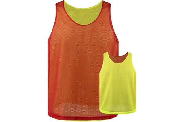 TOPTIE Gilets d'entraînement réversibles Gilet de Sport à Deux côtés Maillot de Football, Dossards pour équipe de Football pour Adultes et Jeunes