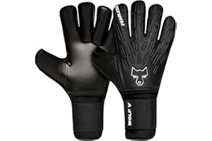 ‎FEARLESS GOALKEEPERS FEARLESS GOALKEEPERS Wolf V Onyx Torwarthandschuhe - Atmungsaktive Fußball-Handschuhe mit Fingerprotektion, Rutschfester Griff, Rollfinger-Schnitt und Abnehmbare Schienen – Für Erwachsene und Kinder