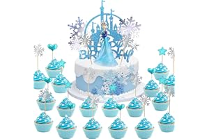 Xingsky Elsa Deko Torte, Tortendeko Elsa Figur Set 26 Stück Tortendeko Cupcake, Elsa Kuchen Deko Figur für Kinder Mädchen Geburtstags Kuchen Cupcake Topper Dekoration Party Autodekoration