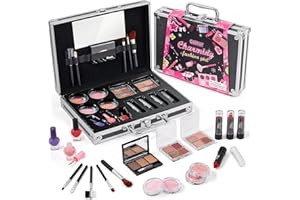TOYSSA Valigetta Trucchi Bambina 7 8 9 10 11 Anni, Set Trucchi Ragazza con Ombretto Occhi & Blush & Sopracciglio Polvere & Rossetto & Smalto Unghie & Pennelli Trucco, Beauty Case da Viaggio Regalo Bambina