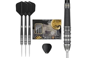 TARGET DARTS Target Japan Black Marque Armageddon G2 Zestaw rzutek ze stalowymi końcówkami K-Flex Swiss Point 90% wolframu, lotki KFlex Dart, szwajcarskie nano-pointy, czarno-srebrne stalowe końcówki rzutek