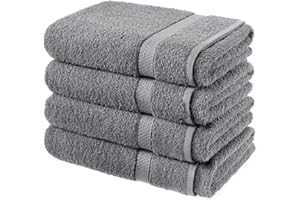 ZZZMRH Luxury pack of 4 Bath sheets 100% cotton Towels Bath sheet supersoft quick dry extra large bath towels, Silver bathsheets for Bathroom, Hotel and Travel, Gym, Spa (Silver)