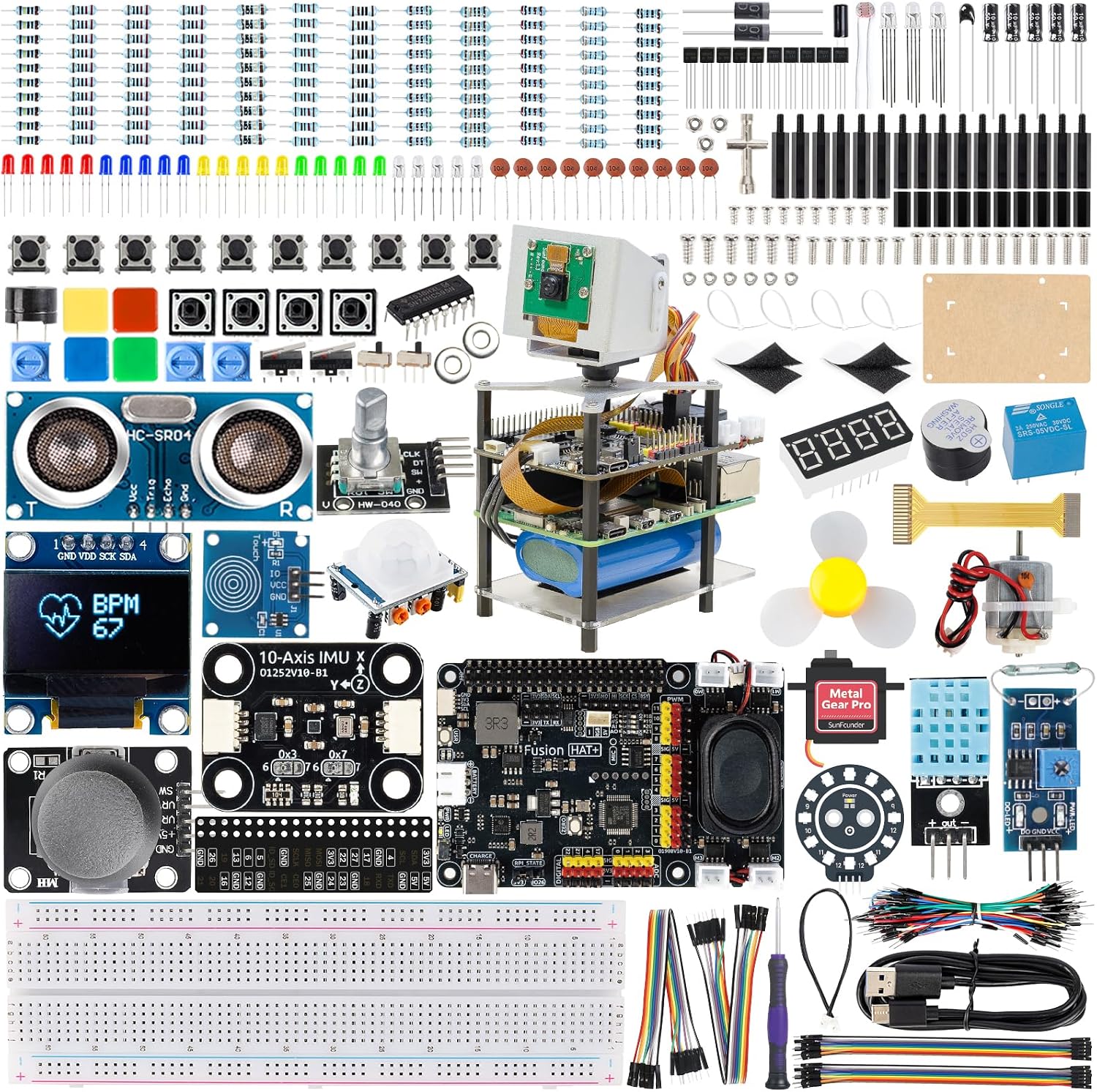 SunFounder AI Fusion Lab Kit for Raspberry Pi 5/4/3B+/Zero 2w, Multi-LLMs ChatGPT/Gemini/Grok, OpenCV & MediaPipe, Python, Video Courses for Beginners Engineers