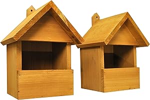 Selections Large Wooden Robin Birdhouse Garden Nest Boxes (Pack of 2)