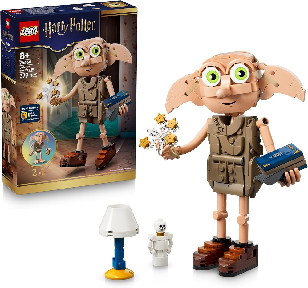 LEGO Harry Potter Özgür Ev Cini Dobby 76469 | 8 Yaş ve Üzeri için Aksesuarlar İçeren Kişiselleştirilebilir 2’si 1 Arada Oyuncak Yapım Seti, Hediye Fikri (379 Parça)