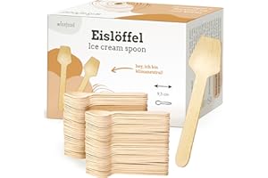 wisefood Cuillère à glace en bois, 500 (5 x 100), cuillère à glace jetable, couverts jetables biodégradables, naturels, stables, respectueux de l'environnement
