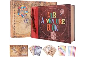 COMBIUBIU Our Adventure Book with House, 11.6 x 7.5 inch Leather Cover Up Themed Vintage Scrapbook Album,Valentine's Day, Anniversary Wedding Gifts, Retro Craft Cardstock, 40 Pages (adventure book)