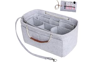Yoillione Feltro Organizer Borsa Donna Piccolo Grigio Chiaro, Organizzatore Per Borsa Interno S, leggero Multitasche Purse Tote Organizer Bag con Borsa per cosmetici
