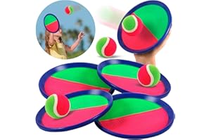 ZZXLOPEZ Klettballspiel, Fangballspiel mit 4 Fangscheiben 4 Bälle, Klettball für Kinder Set, Strandspielzeug Outdoor Spiele für Kinder Wurf- und Fangspiel, Strand Spielzeug Kinder ab 2 3 4 5 6 Jahr