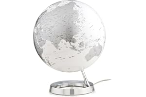 TECNODIDATTICA-Atmosphere 30cm Bright Chrome Illuminated Globe terráqueo Light&Colour Metal, Color Cromado, (0331F7NSINYSTK14)
