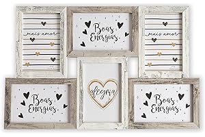 TIME HOME DEVELOPMENT Marcos de Fotos Multiple de Madera para Pared - 6 Fotos 10x15 cm (Retro)