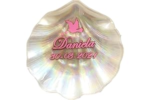 DOCOLASTRA Coquille de baptême en verre nacre, Personnalisée en couleur.